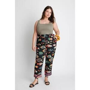 ANTHROPOLOGIE Farm Rio Sealife Joggers High Rise Drawstring Black Multi Size S